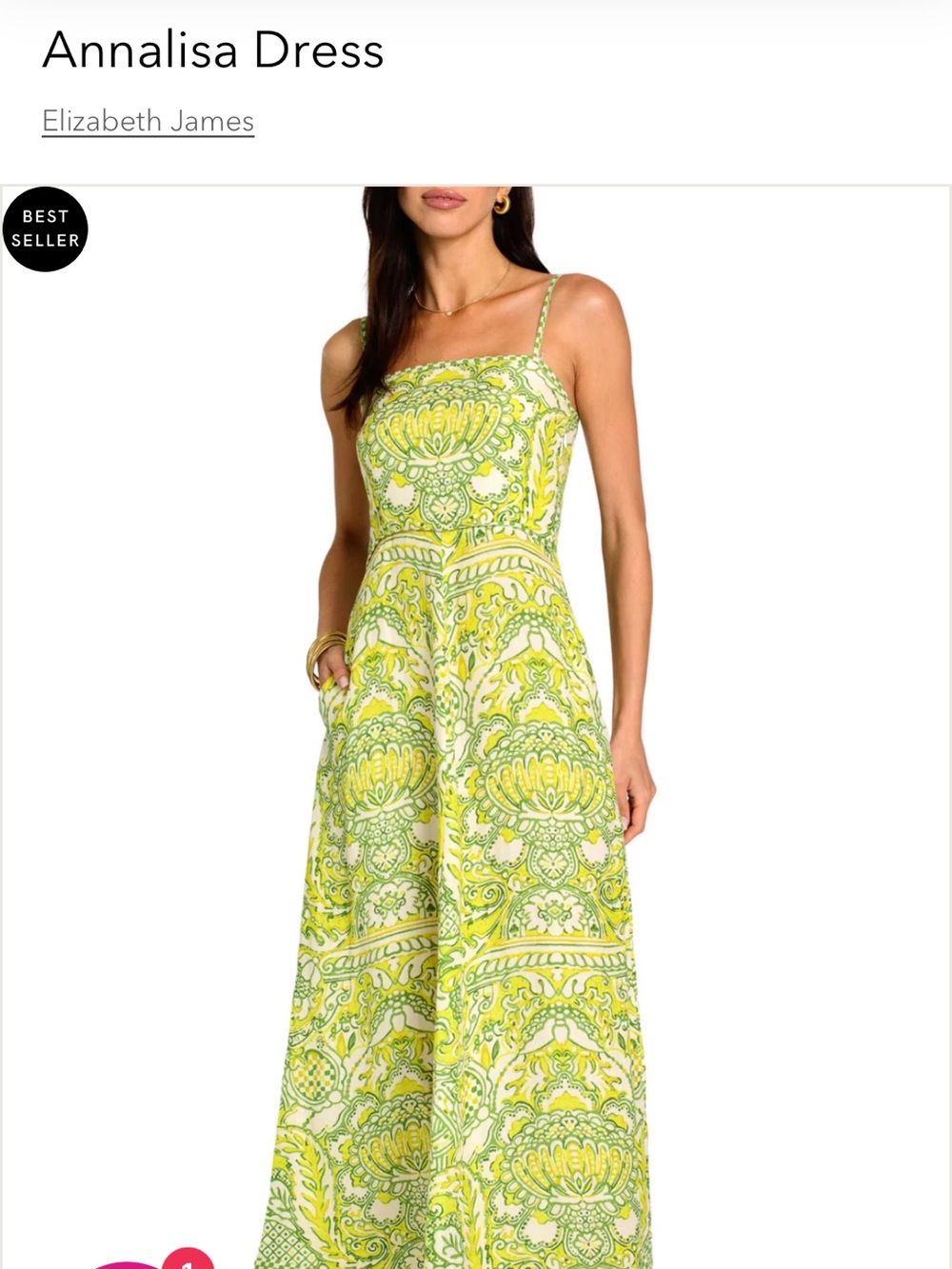 Elizabeth and James Annalisa Lime Green Paisley Maxi Dress